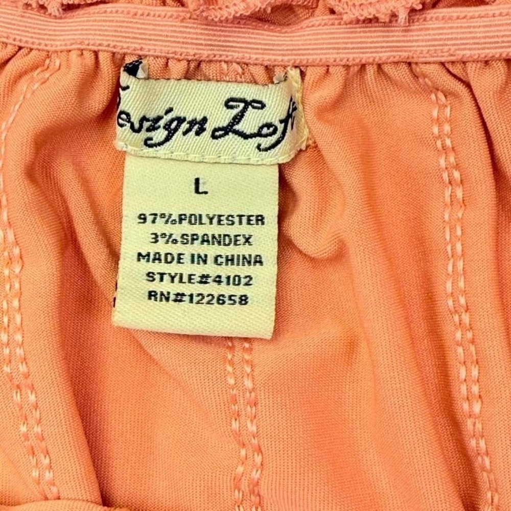 Y2K Off Shoulder Milkmaid Top Peach Coral Puff Sleeve Fairycore Blouse Large - Picture 7 of 8